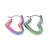 Ion Plating(IP) Rainbow Color 304 Stainless Steel Heart Hoop Earrings for Women EJEW-G293-25M-1