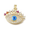 Brass Micro Pave Cubic Zirconia with Blue Enamel Pendants CU-CBAA556-09A-1