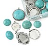 DIY Oval/Half Round Synthetic Turquoise & Tibetan Style Alloy Pendant Making Kits DIY-FS0006-12-3