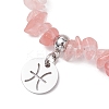Synthetic Cherry Quartz Glass Chip Beaded Stretch Bracelets BJEW-JB11133-02-3