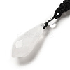 Cone Natural Quartz Crystal Pendant Necklace with Nylon Rope for Women G-H286-08D-4