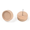 Natural Maple Wood Stud Earring Findings with 316 Stainless Steel Pin WOOD-N016-02-3