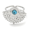 304 Stainless Steel Synthetic Turquoise Cuff Rings G-Z056-02P-05-2