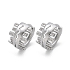 Brass Clear Cubic Zirconia Hoop Earrings EJEW-Q014-16P-2