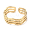 Ion Plating(IP) 304 Stainless Steel Triple Line Open Cuff Ring for Women RJEW-M149-02G-1