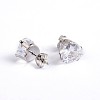 Heart 304 Stainless Steel Cubic Zirconia Stud Earrings EJEW-H306-24-4mm-1