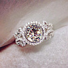 Flat Round Brass Micro Pave Clear Cubic Zirconia Finger Rings for Women FS-WG22049-01-2