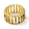 Rack Plating Brass Micro Pave Colorful Cubic Zirconia Rectangle Open Cuff Ring RJEW-M162-37G-2