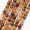 Natural Striped Agate/Banded Agate Bead Strands G-K166-13-6mm-02-1