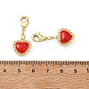 Heart Brass Enamel Pendant Decorations KK-B198-05G-3