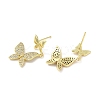 Rack Plating Brass Micro Pave Clear Cubic Zirconia Stud Earrings for Women EJEW-M260-13G-C-2