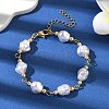 Plastic Imitation Pearl Beads & 304 Stainless Steel Link Bracelets for Women BJEW-JB12320-1