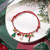 Christmas Tree & Candy Cane & Deer Alloy Enamel Charm Bracelets BJEW-JB10836-01-2