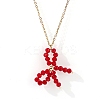 Glass Beaded Bowknot Pendant Necklaces LS-LG8345-1-3