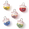 Lucky Cat Maneki-neko Patterned Porcelain Pendants PALLOY-JF03134-1