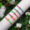 Crystal Rhinestone Initial Braided Bead Bracelet BJEW-SW00037-05-2