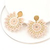304 Stainless Steel & Bohemian Beaded Flower Dangle Stud Earrings for Women EJEW-R001-04B-1