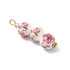 3Pcs Handmade Flower Printed Porcelain Ceramic Pendants PALLOY-JF03974-4