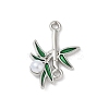 Alloy Green Enamel Bamboo Shaped Connector Charms PALLOY-R151-74P-1