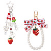 2Pc Strawberry Imitation Pearl and Acrylic Pendant Decorations HJEW-TA0001-38-1
