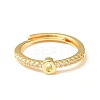 Clear Cubic Zirconia Initial Letter Adjustable Ring RJEW-C052-01G-Q-2