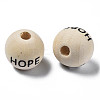 Printed Natural Wood European Beads WOOD-T019-46-3