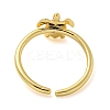 Rack Plating Brass Sea Turtle Open Cuff Rings for Women RJEW-C081-02G-3