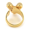 Brass Micro Pave Clear Cubic Zirconia Letter Open Cuff Ring for Women RJEW-M173-01G-V-3