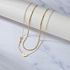 201 Stainless Steel Love Heart Pendant Double Layer Necklaces for Women LS-NJEW-D307-03G-1