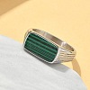 316L Stainless Steel Natural Malachite Finger Rings for Women RJEW-U054-02C-01P-3