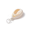 Natural Cowrie Shell Pendants PALLOY-JF03710-01-5
