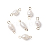 Natural Cultured Freshwater Pearl Rice Connector Charms PALLOY-JF04478-01-1