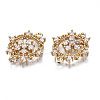 Brass Micro Pave Clear Cubic Zirconia Links Connectors KK-S359-148-RS-3