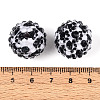 Cow Stripe Print Pattern Resin Rhinestone Round Beads OACR-N145-01-3