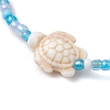 Dyed Synthetic Turquoise Beaded Stretch Bracelets for Kids BJEW-JB110102-02-3