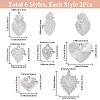 12Pcs 6 Styles 304 & 201 Stainless Steel Pendants STAS-SC0010-06-2