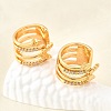Brass Micro Pave Clear Cubic Zirconia Cuff Earrings EJEW-F370-34G-1