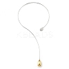 304 Stainless Steel Teardrop Pendant Open Cuff Necklaces for Women NJEW-R003-02GP-01-3