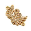 Rack Plating Brass Micro Pave Cubic Zirconia Couple Swan Connector Charms KK-Z070-13G-2