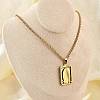 201 Stainless Steel Virgin Mary Pendant Wheat Chain Necklaces for Men NJEW-S387-09G-01-2