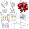 Alloy Rhinestones Crown & Acrylic Cake Toppers & Paper Wall Stickers and Crystal Head Steel Sewing Craft Positioning Needles for Birthday Cake Decoration DIY-SP0003-27S-1