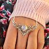 Hollow Triangle Alloy & White Synthetic Opal Pendant Necklaces for Women FS-WG91181-01-1