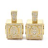 Alphabet Brass Micro Pave Clear Cubic Zirconia Pendants ZIRC-O045-01G-O-2