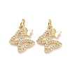 Brass Micro Pave Clear Cubic Zirconia Charms ZIRC-F134-15G-2
