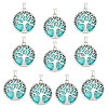 10Pcs Synthetic Turquoise Flat Round Pendants G-AR0006-25A-3