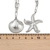 Bohemian Styles 304 Stainless Steel Starfish and Shell Shape Pendant Double Layer Necklaces for Women LS-NJEW-F343-01P-5