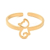 Hollow Cat 304 Stainless Steel Open Cuff Rings for Women LS-RJEW-N048-07G-2