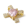 Rack Plating Brass Micro Pave Pink Cubic Zirconia Pendants KK-H463-10G-02-2