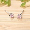 Flat Round Brass Pave Cubic Zirconia Stud Earrings for Women EJEW-G428-29C-03-3