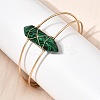 Brass Wire Wrapped Synthetic Malachite Hexagon Point Cuff Bangles for Women BJEW-L719-01G-06-1-1